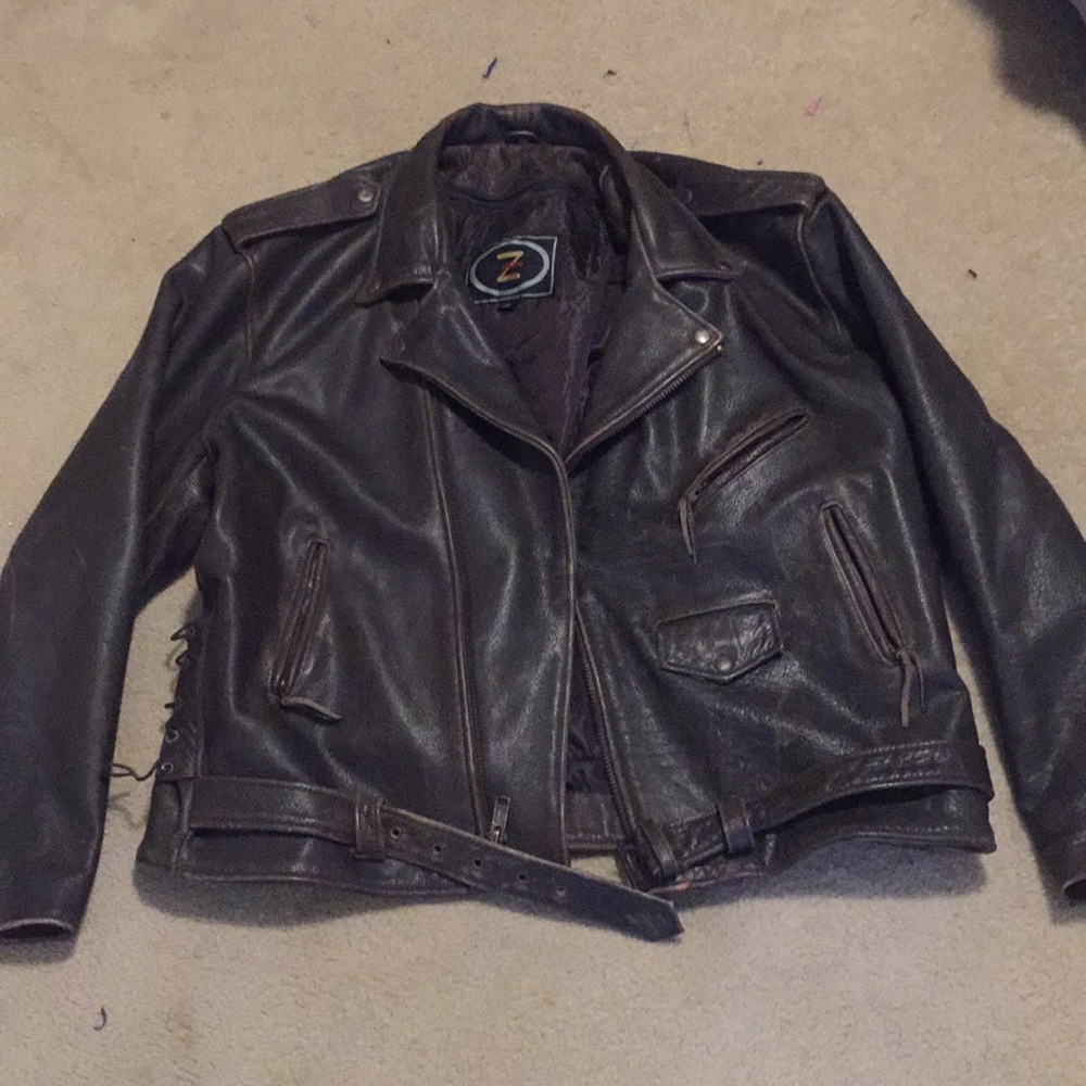Thick Heavy Leather Biker Jacket